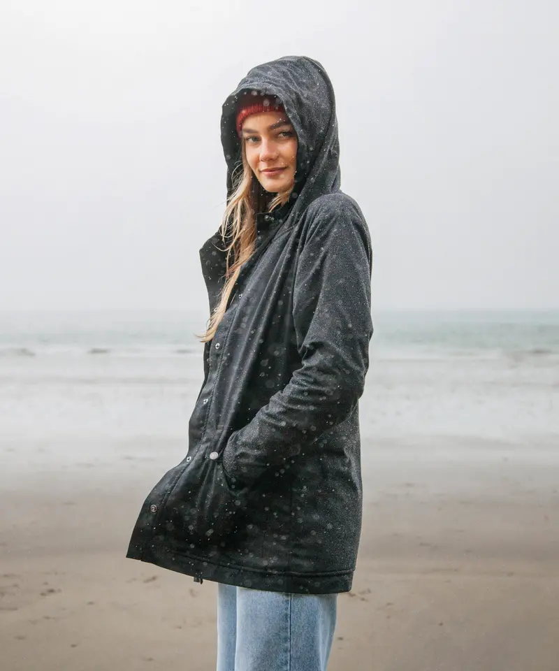 Rapanui Women's Organic Lined Rain Jacket - Black 1