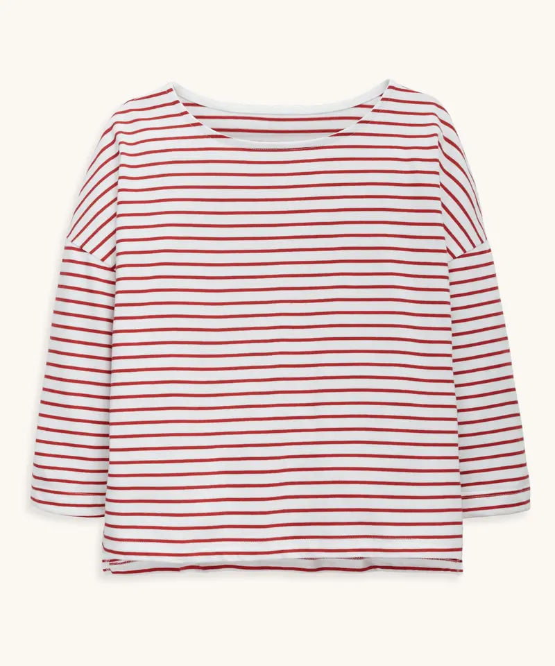 Rapanui Women's Organic Striped Boat Neck Top - Redwood 3