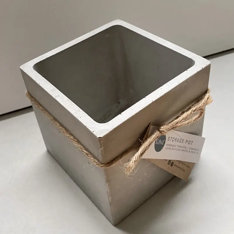 Rawr Grey Concrete Square Storage Pot 1