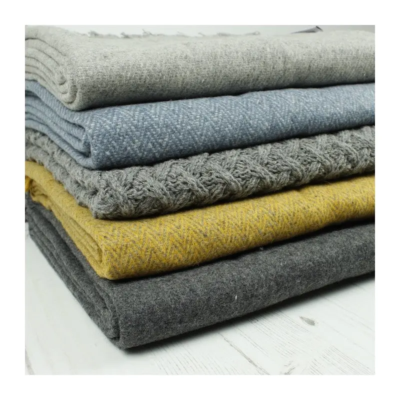 Respiin Denim Zig Zag Wool Throw With Fringe 2