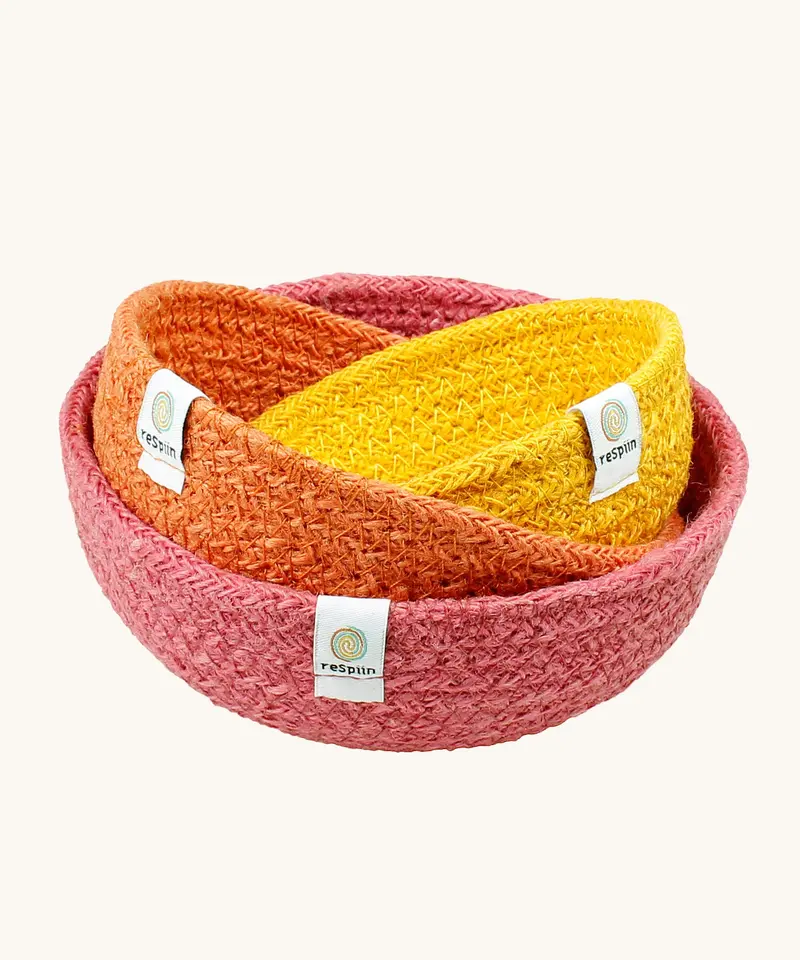 Respiin Jute Multicoloured Mini Bowl Set 1