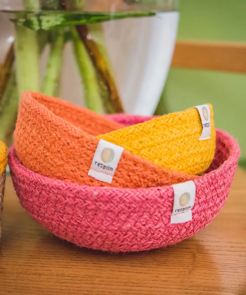Respiin Jute Multicoloured Mini Bowl Set 2