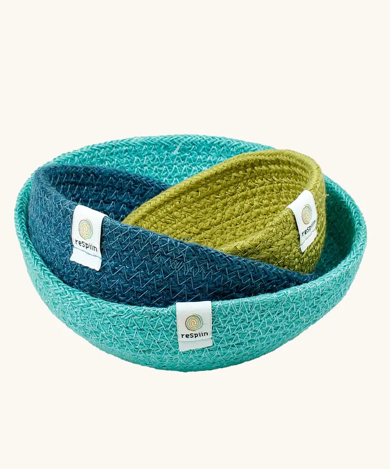 Respiin Jute Multicoloured Mini Bowl Set 2