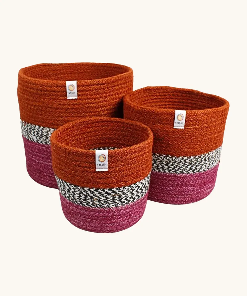 Respiin Jute Zigzag Basket Set - Fire 1
