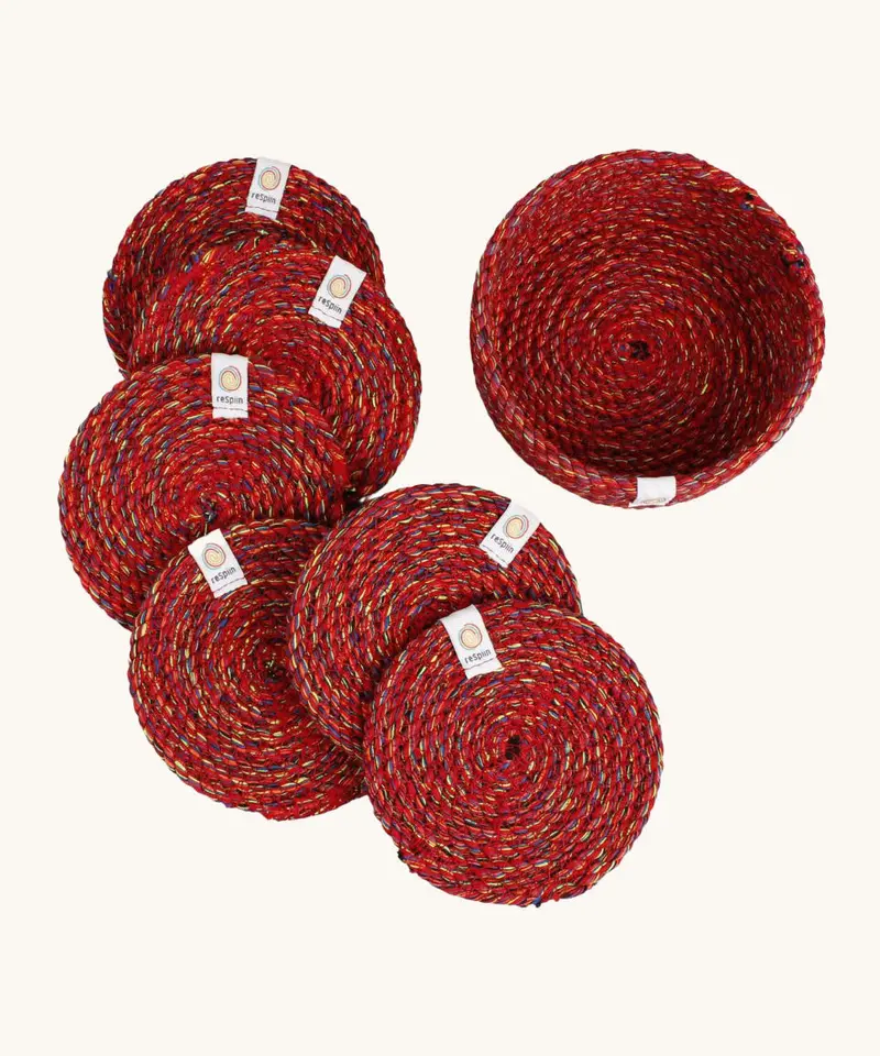 Respiin Recycled Cotton Coasters & Holder Set 1