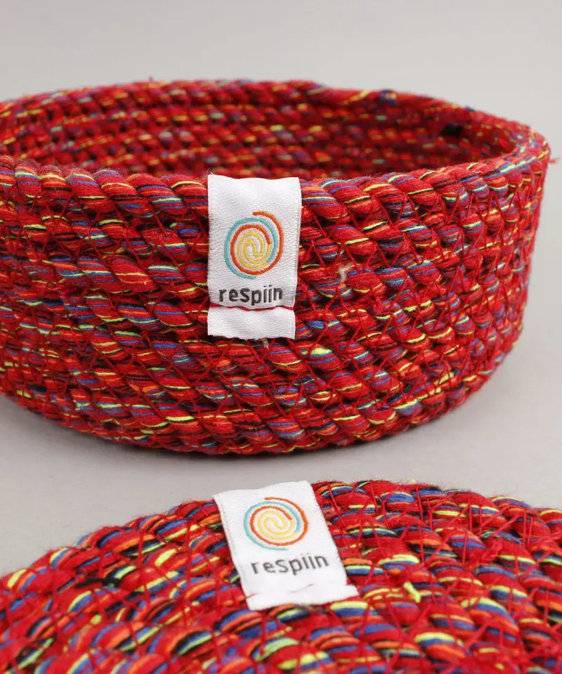 Respiin Recycled Cotton Coasters & Holder Set 2