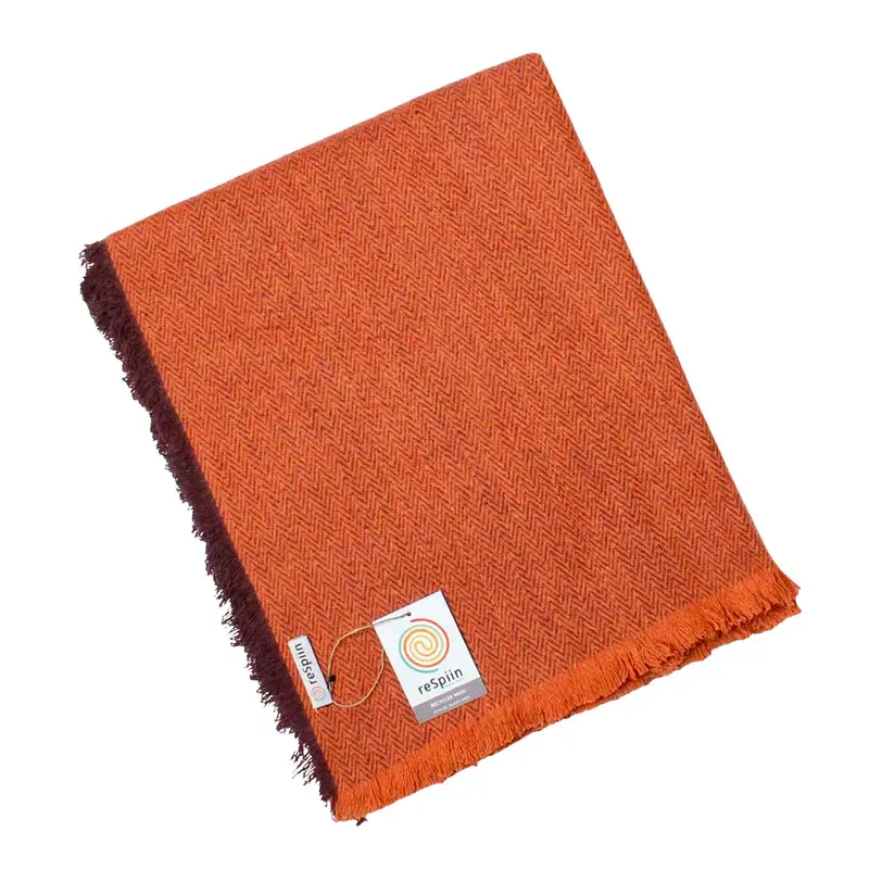 Respiin Recycled Wool Throw - Rust Orange 1