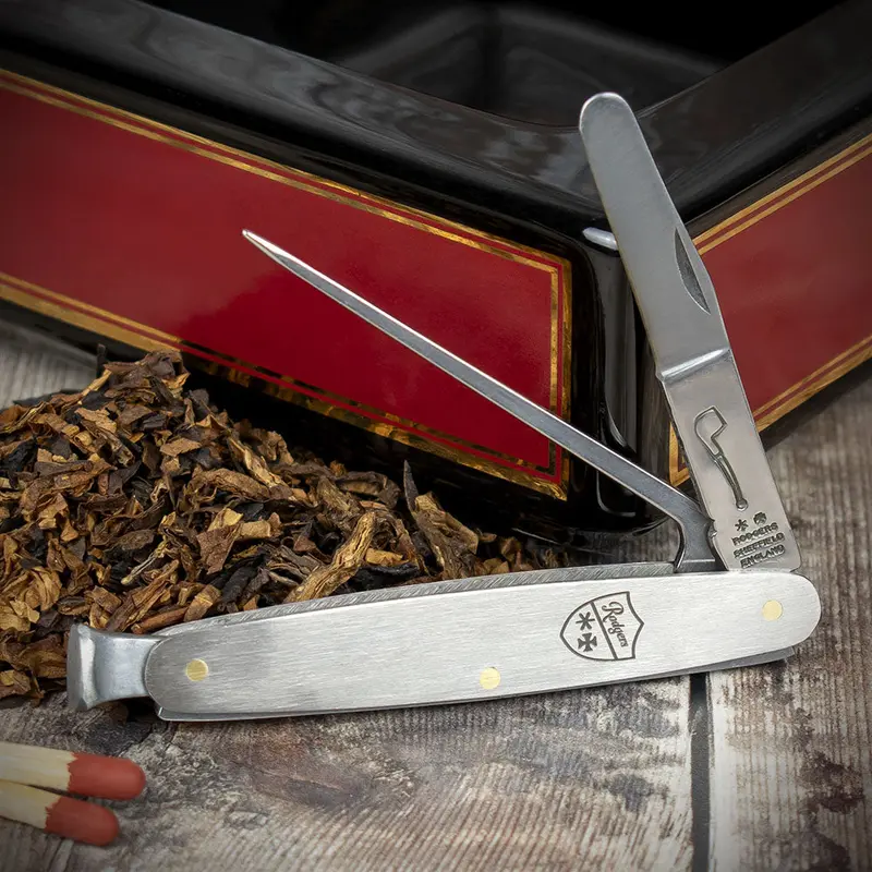 Rodgers Classic Pipe Smokers Knife - Brushed Chrome 1