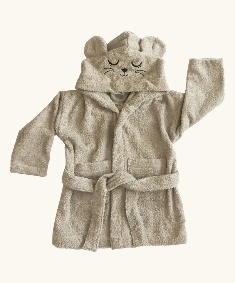 Roommate Kids Grey Organic Bath Robe - Mouse 1