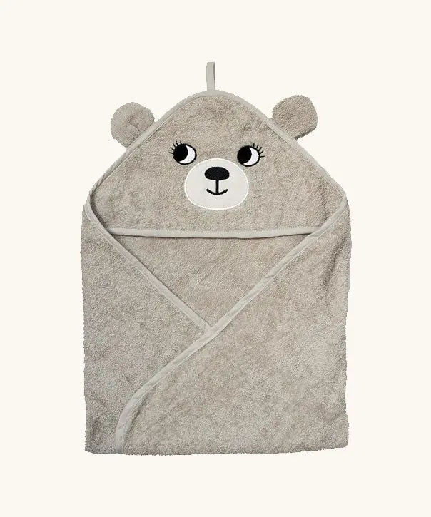 Roommate Kids Grey Organic Hooded Towel - Bear 1