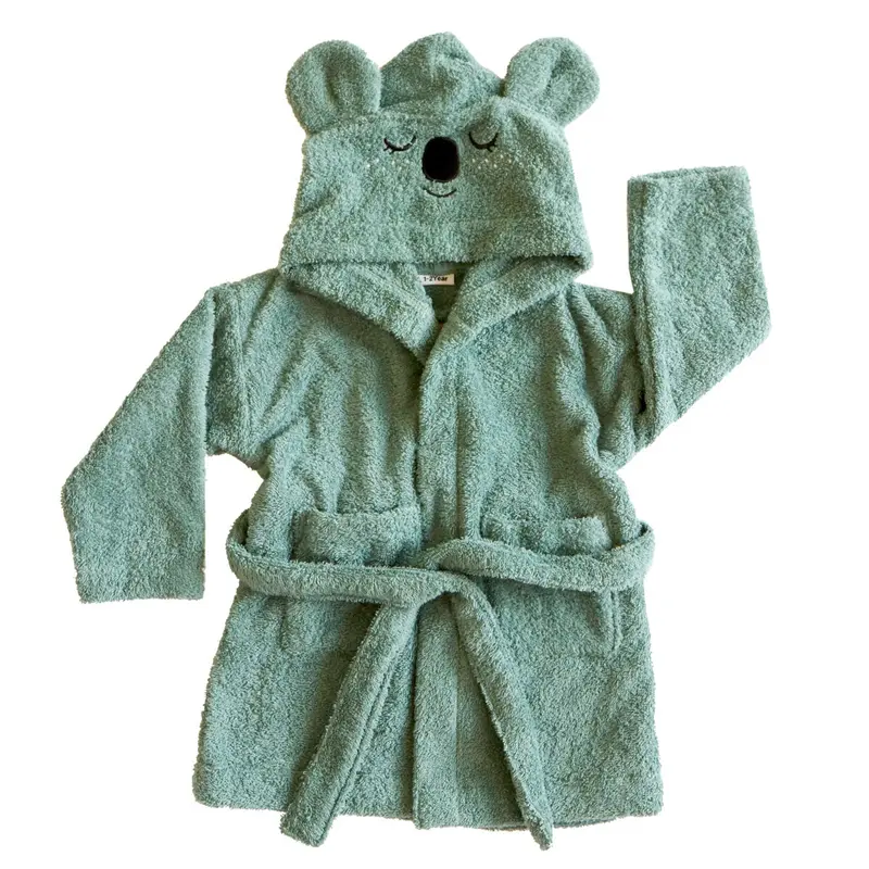 Roommate Kids Teal Organic Bath Robe - Koala 1