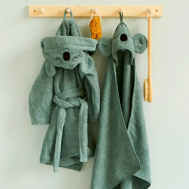 Roommate Kids Teal Organic Hooded Towel - Koala 2