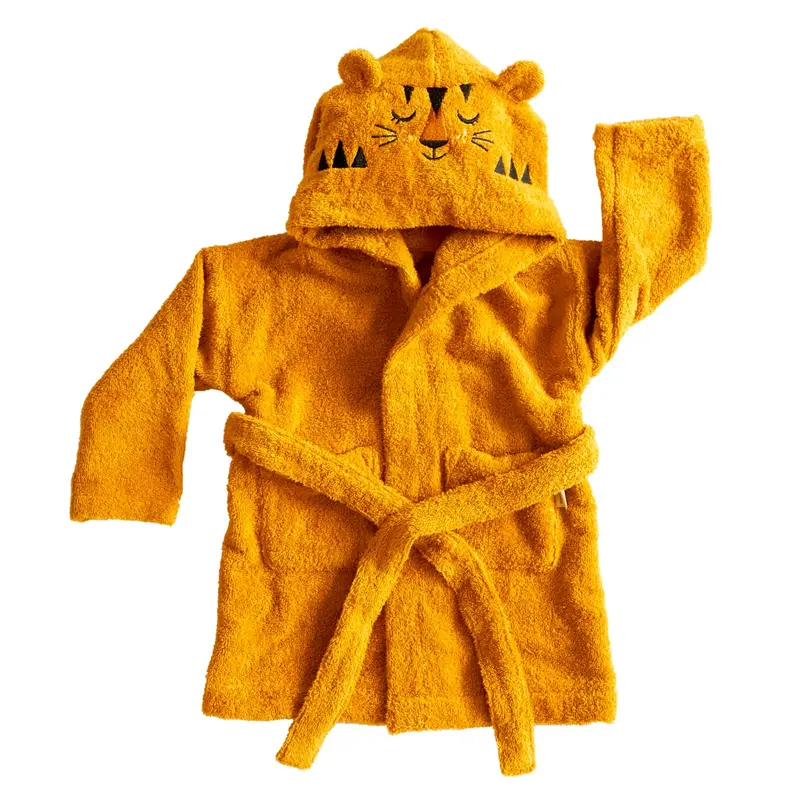 Roommate Kids Yellow Organic Bath Robe - Tiger 1