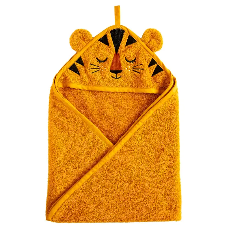 Roommate Kids Yellow Organic Hooded Towel - Tiger 1