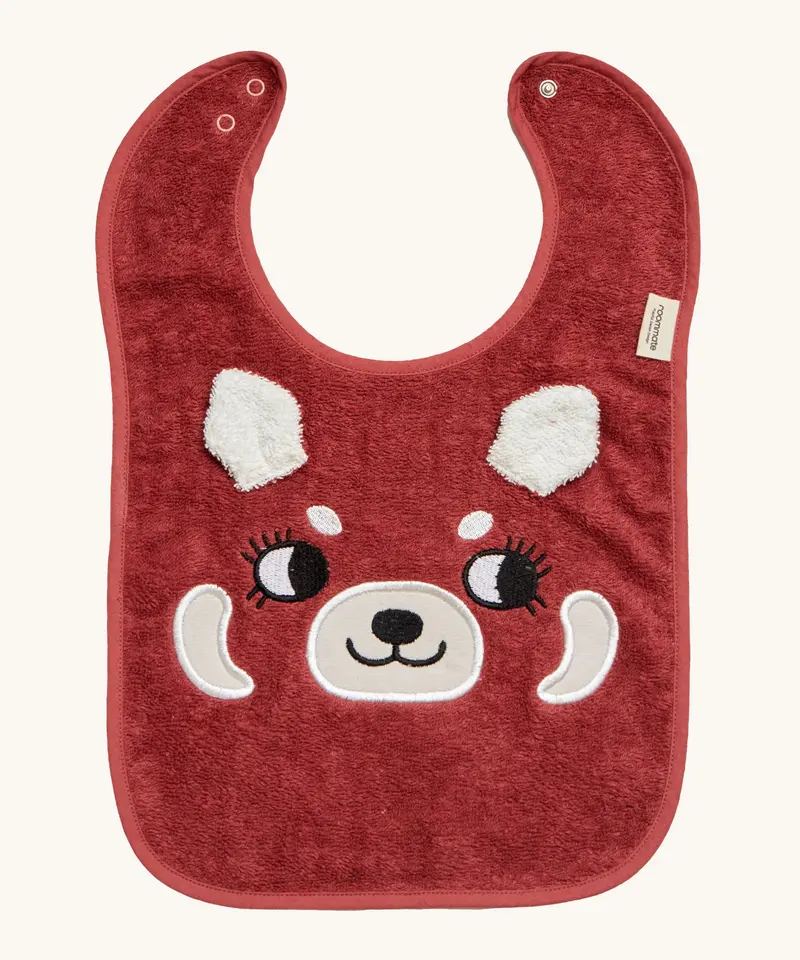 Roommate Organic Cotton Baby Bib - Red Panda 1