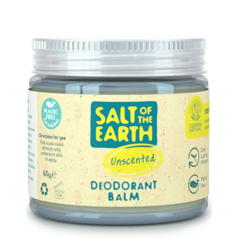 Salt Of The Earth Unscented Deodorant Balm - Glass Jar 60G 1