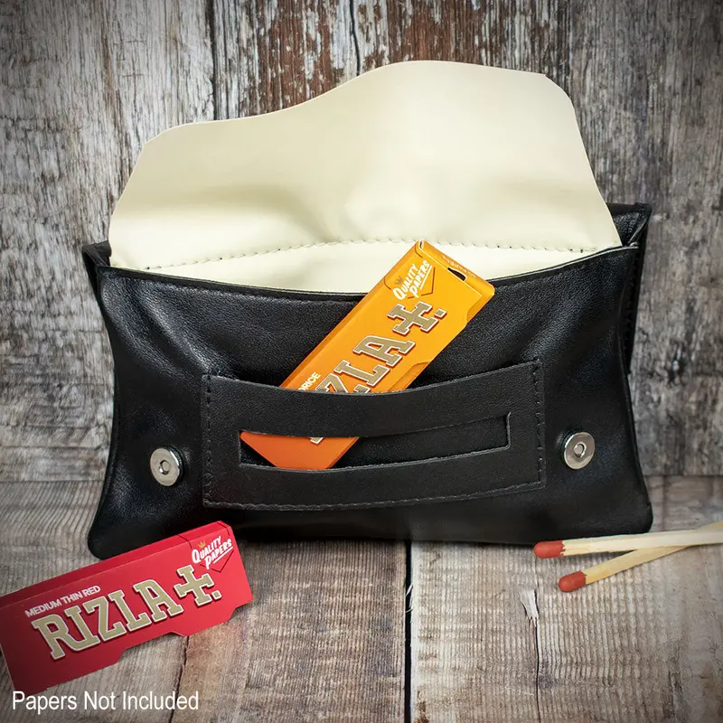 Sarome Leather Handrolling Pouch - Black Po21 2