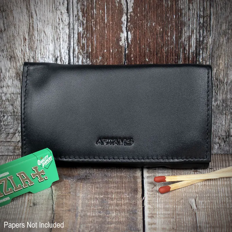 Sarome Leather Handrolling Pouch - Black Po25 1