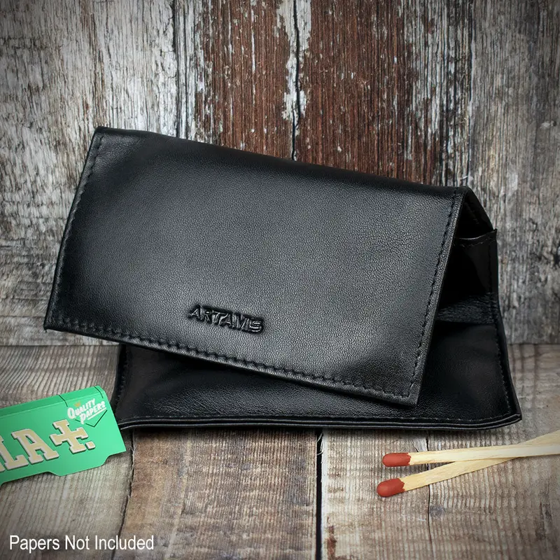 Sarome Leather Handrolling Pouch - Black Po25 2