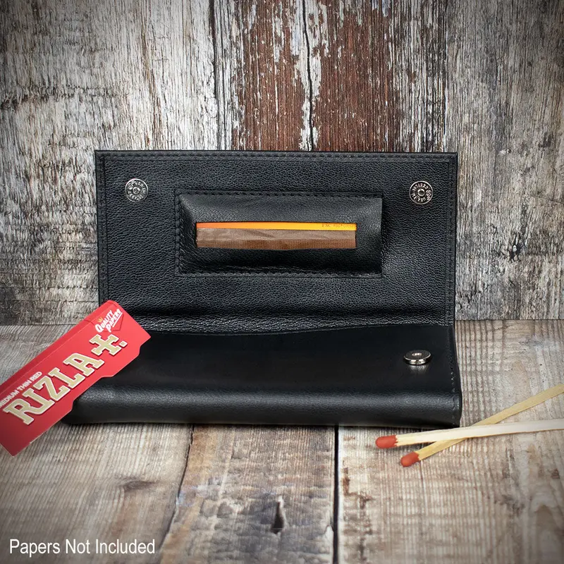 Sarome Leather Handrolling Pouch - Black Po27 2