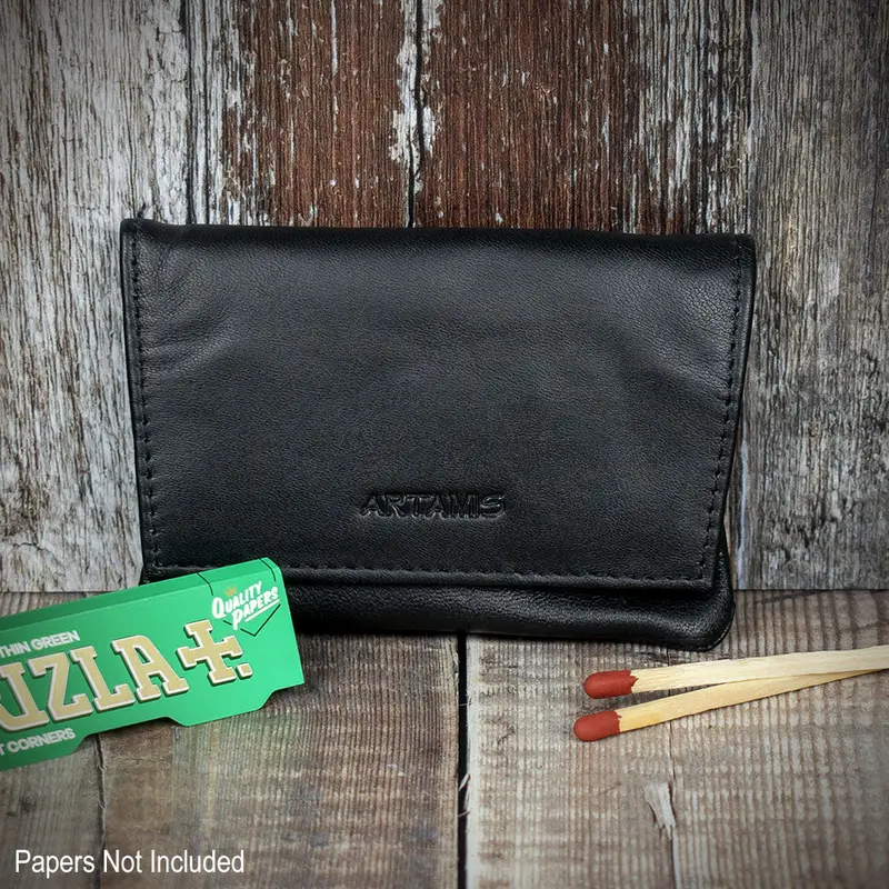 Sarome Leather Handrolling Pouch - Black Po29 1