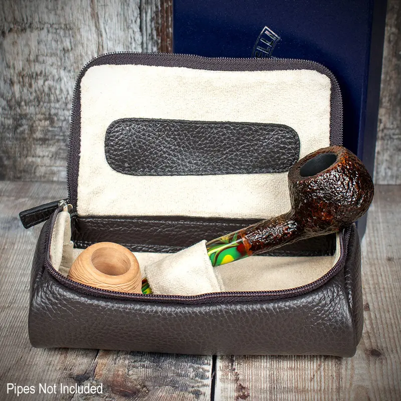 Savinelli Astuccio Leather Two Pipe Case - Brown 2