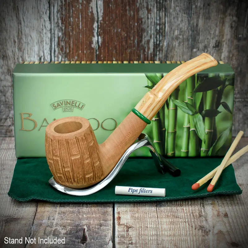 Savinelli Bamboo Rusticated Natural 607 - 6Mm Briar Pipe 2