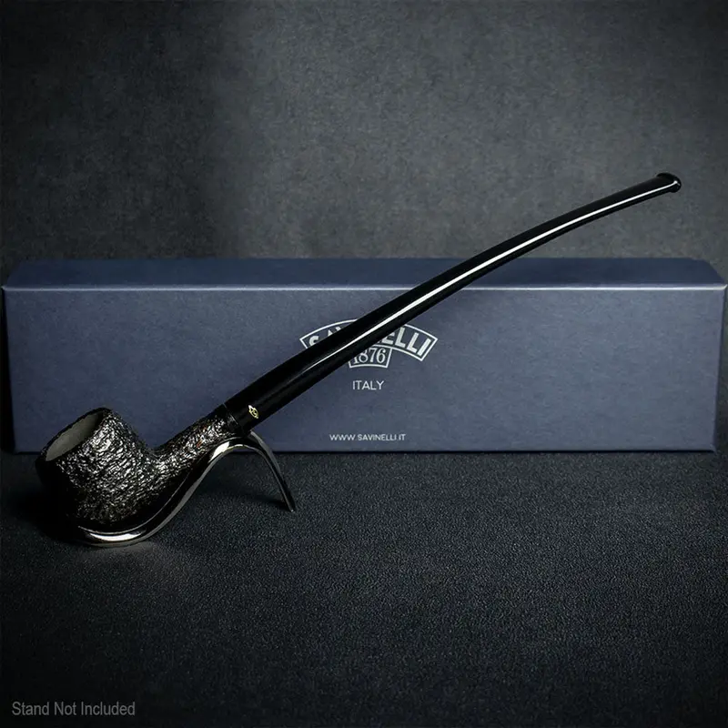 Savinelli Black Rusticated Churchwarden Briar Pipe - 901 6Mm 2