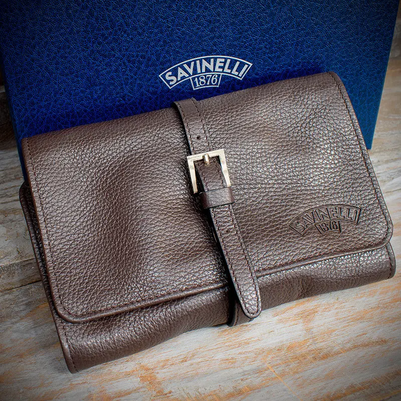 Savinelli Brown Leather Travel Pipe Bag 1