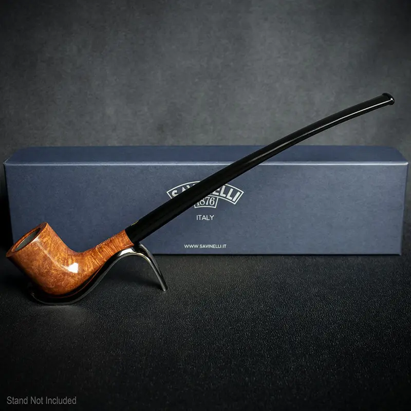 Savinelli Brown Smooth Churchwarden Briar Pipe - Shape 404 2