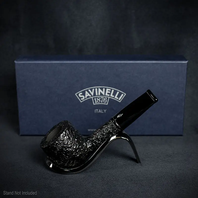 Savinelli Mini - Black Rusticated Briar Smoking Pipe - Shape 128 (6Mm) 2