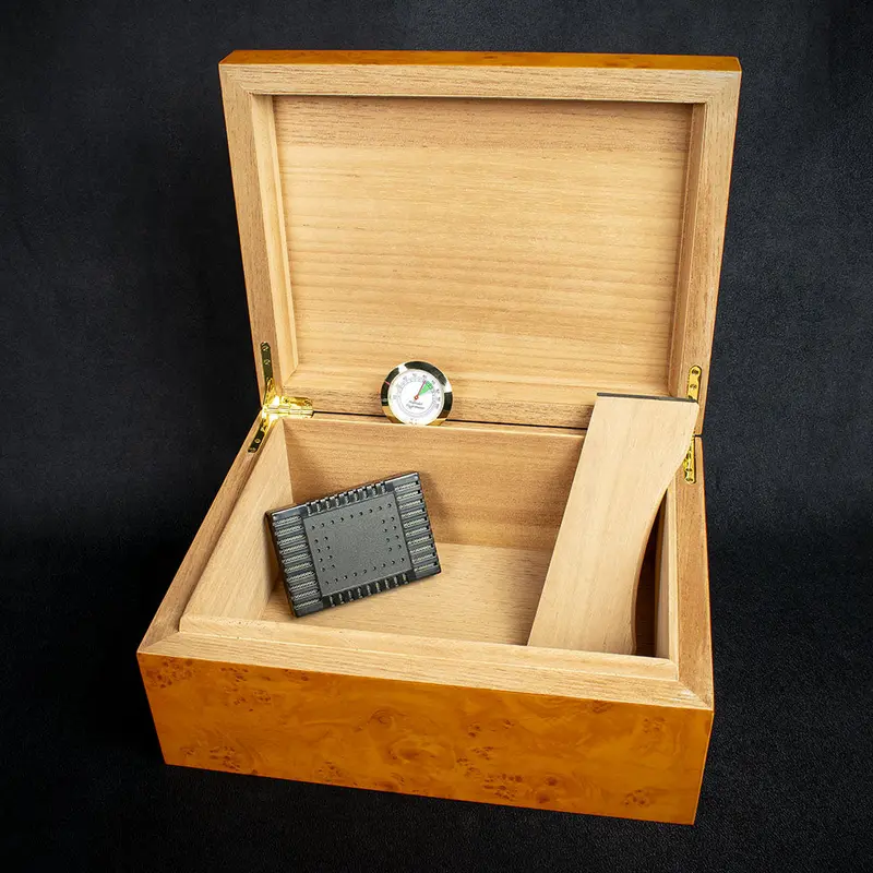 Sikarlan Burl Wood Veneer Humidor - 40 Cigars 2