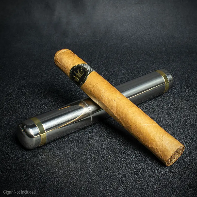 Single Cigar Tube - Polished Chrome Finish 2