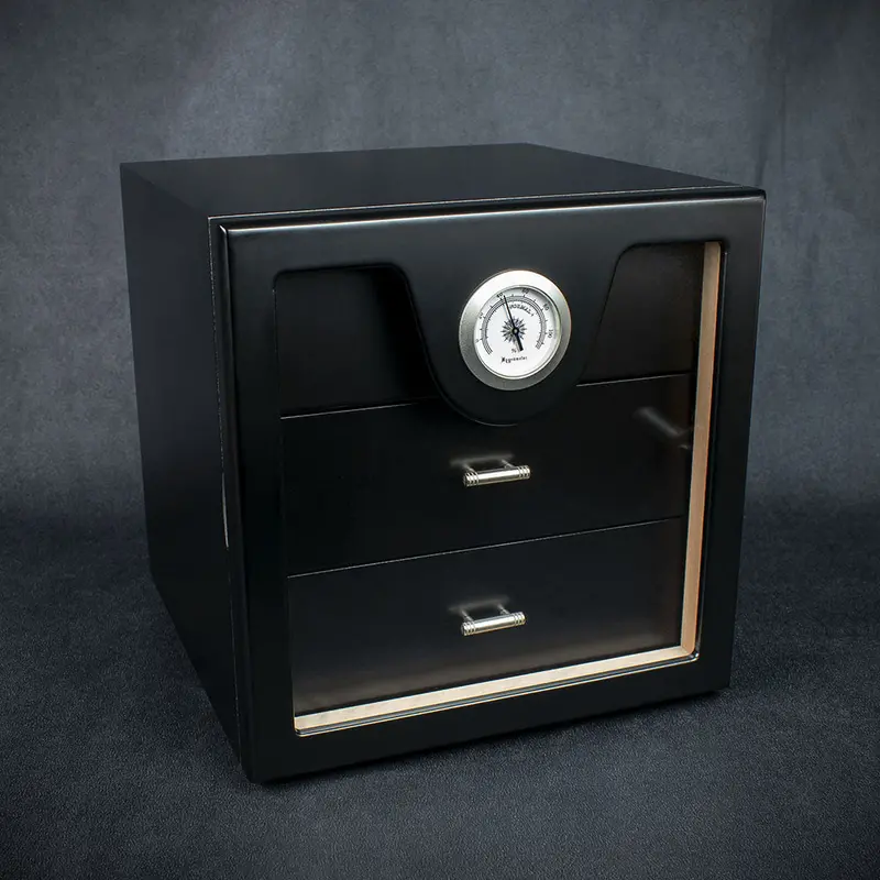 Smoke-King 3 Drawer Cigar Cabinet Humidor - Black & Acrylic - 40 -50 Cigars 1