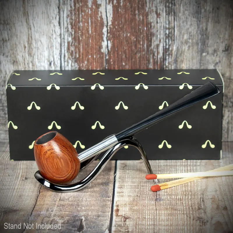 Smoke-King Metal Pipe Brown Poa Rosa Wood Egg Shape Bowl 2