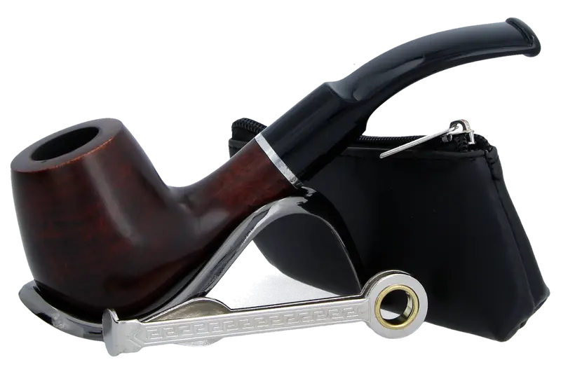 Smoke-King Pipe Smoker's Starter Kit - Half-Bent Briar Pipe 1