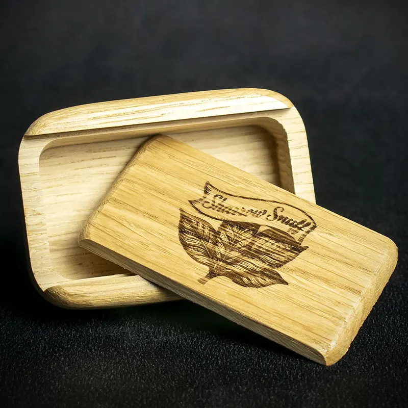 Snuff Box Wooden Sliding Lid - Light Oak Finish 1