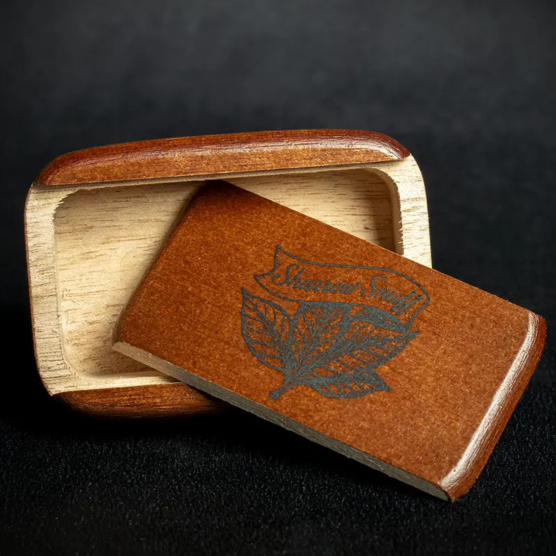Snuff Box Wooden Sliding Lid - Red Oak Finish 1