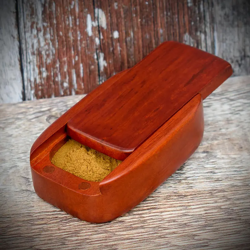 Snuff Box Wooden Sliding Lid Redwood 1