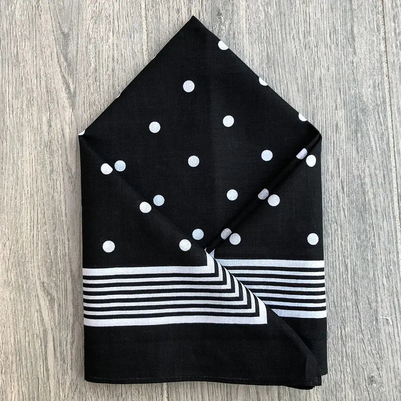 Snuff Handkerchief - Black Stripes & Polka Dots 1