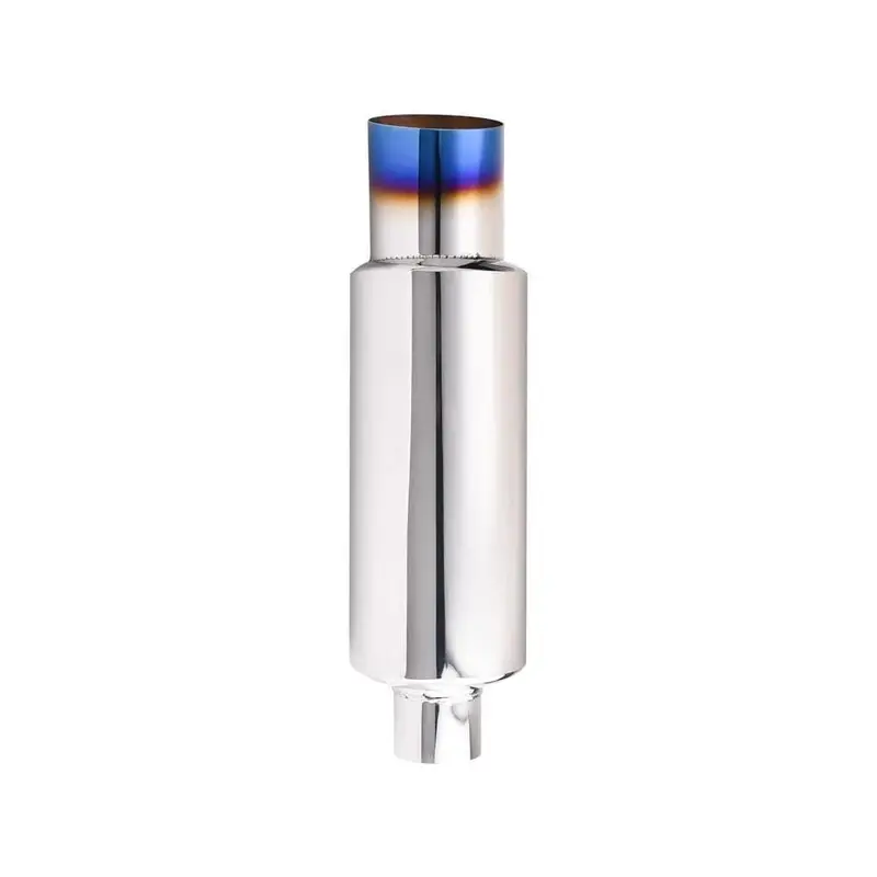 Spelab N1 Universal 2" Inlet 3" Outlet Performance  Exhaust Muffler With Straight Blue Burnt Tip - Moderate Sound 1