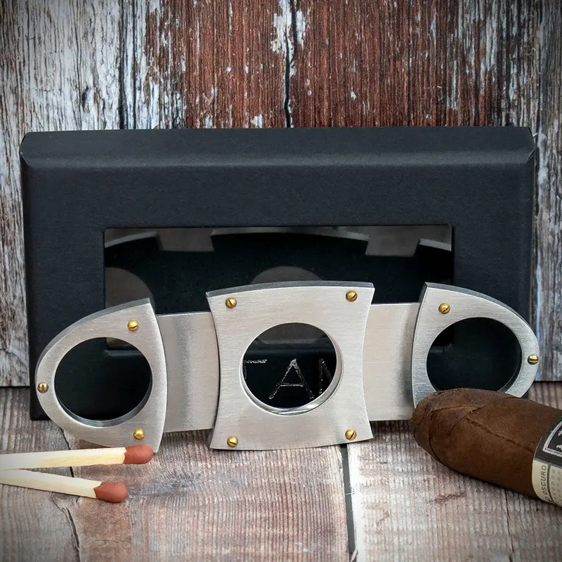 Stainless Steel With Rivets Double Blade Guillotine Cigar Cutter 2