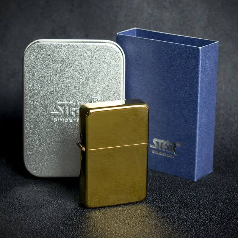 Star Petrol Lighter - Golden Brushed 1