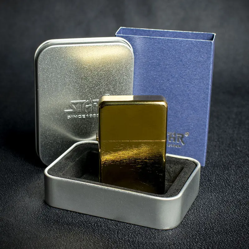 Star Petrol Lighter - Golden Brushed 2