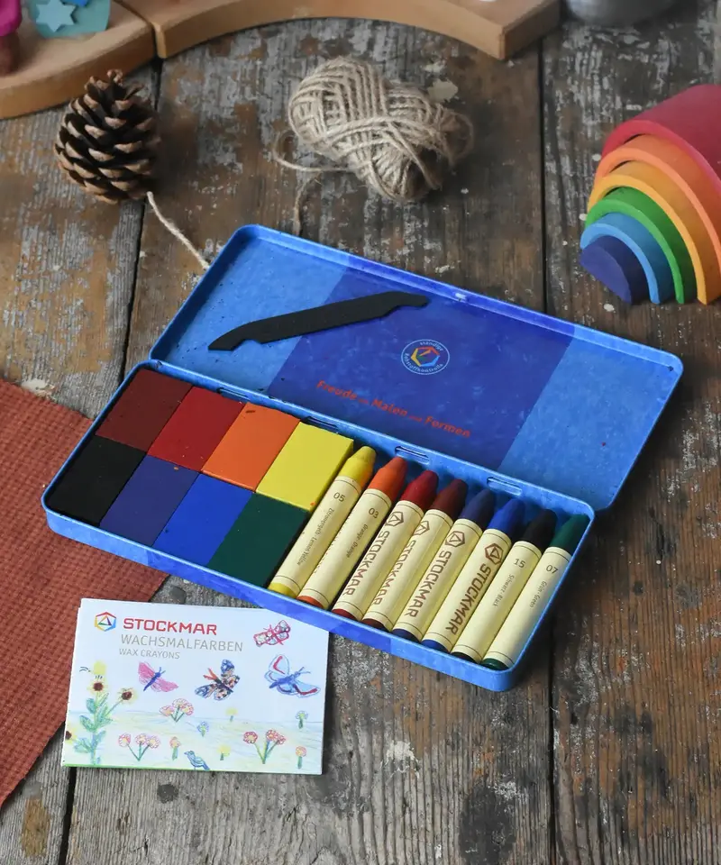 Stockmar 8 Wax Blocks & 8 Crayons Set 1