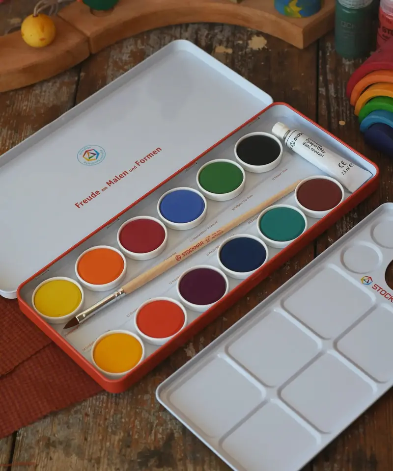Stockmar Opaque Watercolour Paint Tin Set - 12 Colours 1