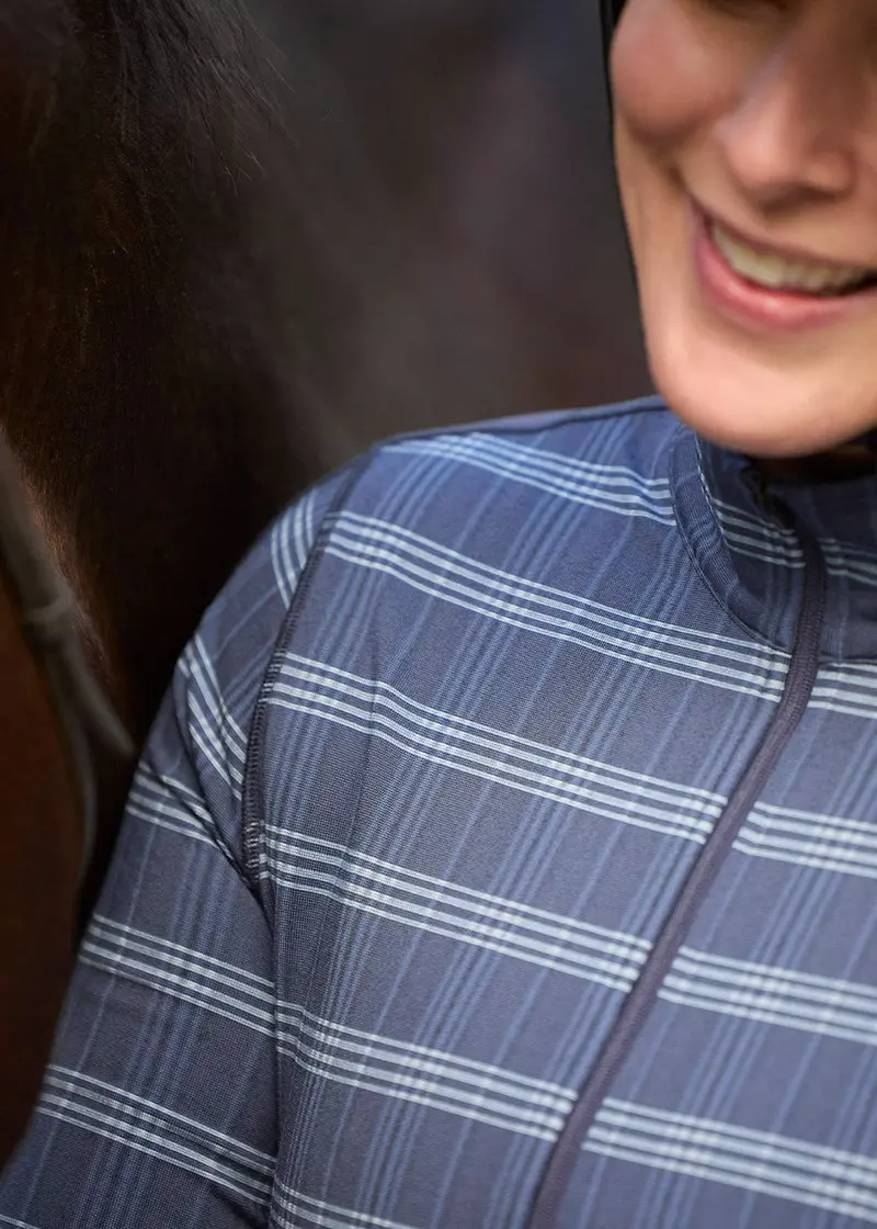 Stretch Plaid Quarter Zip Top 3