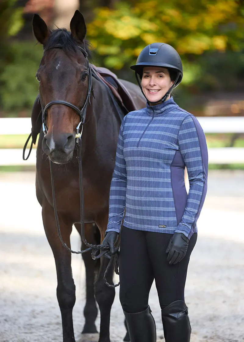 Stretch Plaid Quarter Zip Top 4