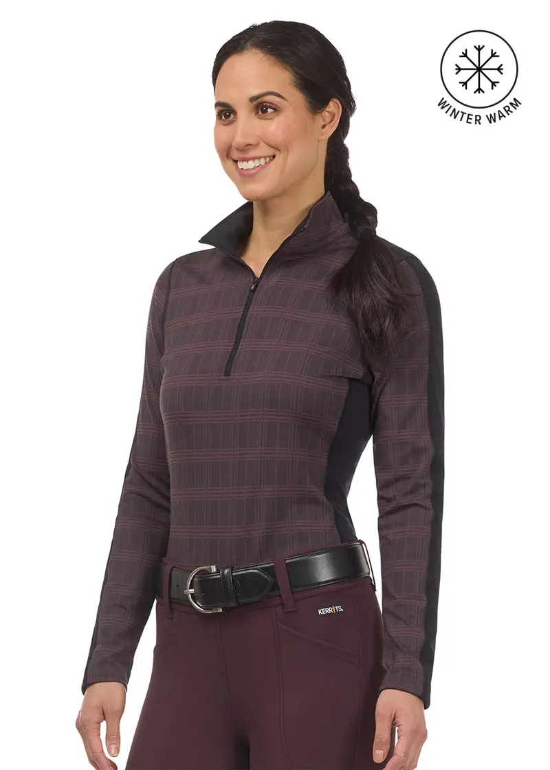Stretch Plaid Quarter Zip Top 8