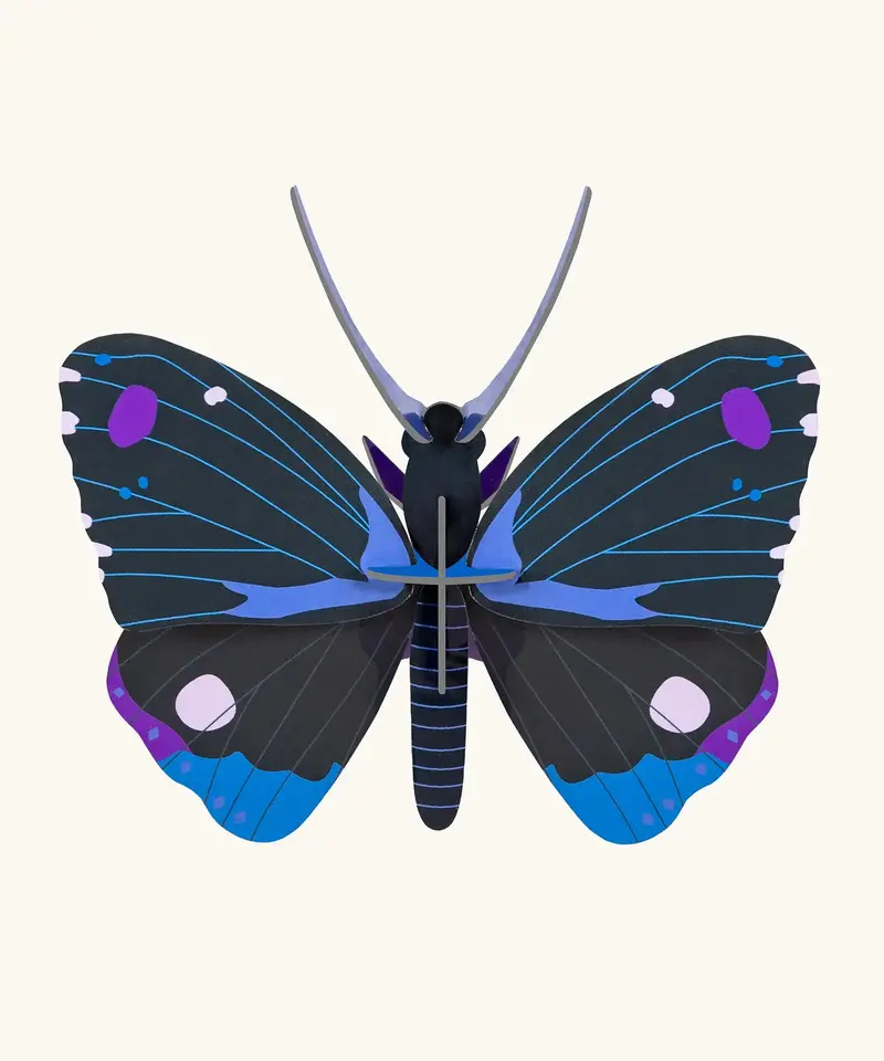 Studio Roof Blue Diadem Butterfly 3D Cardboard Wall Art 1
